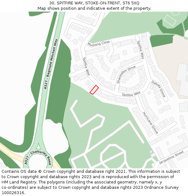 30, SPITFIRE WAY, STOKE-ON-TRENT, ST6 5XQ: Location map and indicative extent of plot