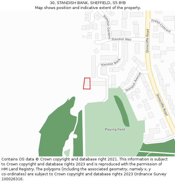 30, STANDISH BANK, SHEFFIELD, S5 8YB: Location map and indicative extent of plot