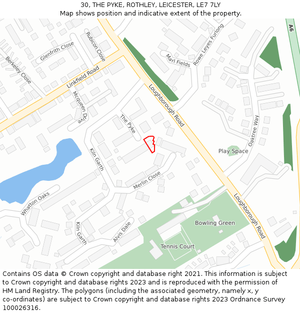 30, THE PYKE, ROTHLEY, LEICESTER, LE7 7LY: Location map and indicative extent of plot