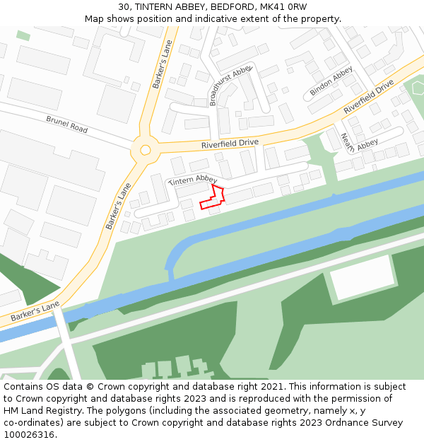 30, TINTERN ABBEY, BEDFORD, MK41 0RW: Location map and indicative extent of plot