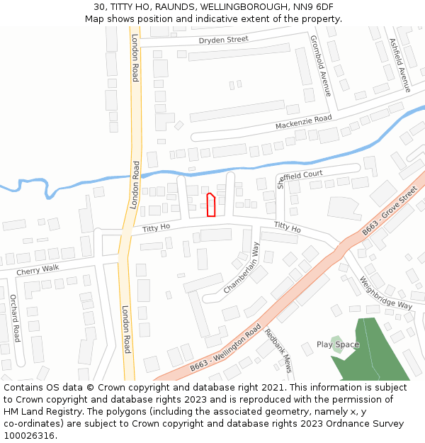 30, TITTY HO, RAUNDS, WELLINGBOROUGH, NN9 6DF: Location map and indicative extent of plot