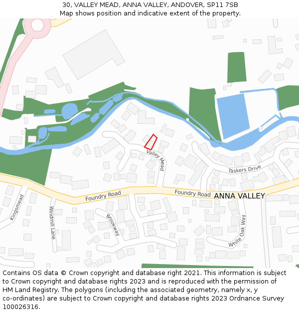 30, VALLEY MEAD, ANNA VALLEY, ANDOVER, SP11 7SB: Location map and indicative extent of plot