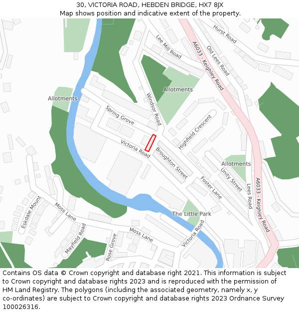 30, VICTORIA ROAD, HEBDEN BRIDGE, HX7 8JX: Location map and indicative extent of plot