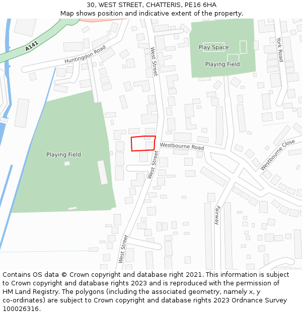30, WEST STREET, CHATTERIS, PE16 6HA: Location map and indicative extent of plot