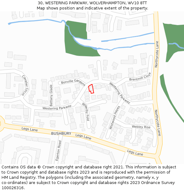 30, WESTERING PARKWAY, WOLVERHAMPTON, WV10 8TT: Location map and indicative extent of plot