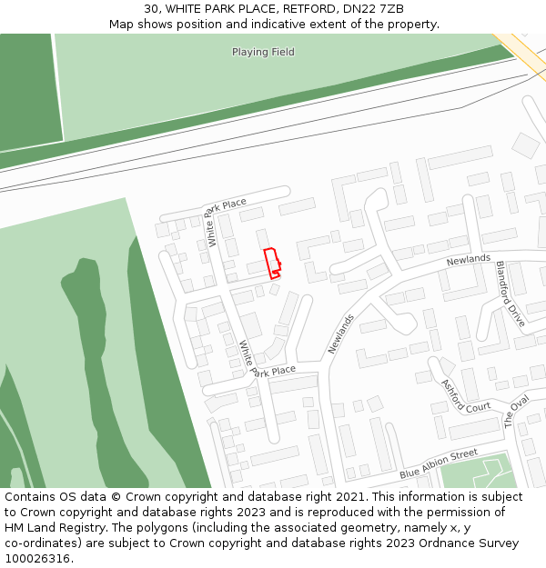 30, WHITE PARK PLACE, RETFORD, DN22 7ZB: Location map and indicative extent of plot