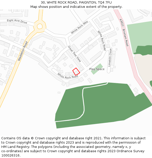 30, WHITE ROCK ROAD, PAIGNTON, TQ4 7FU: Location map and indicative extent of plot