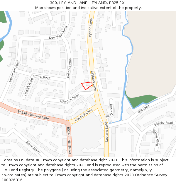300, LEYLAND LANE, LEYLAND, PR25 1XL: Location map and indicative extent of plot