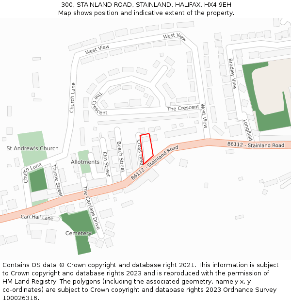 300, STAINLAND ROAD, STAINLAND, HALIFAX, HX4 9EH: Location map and indicative extent of plot