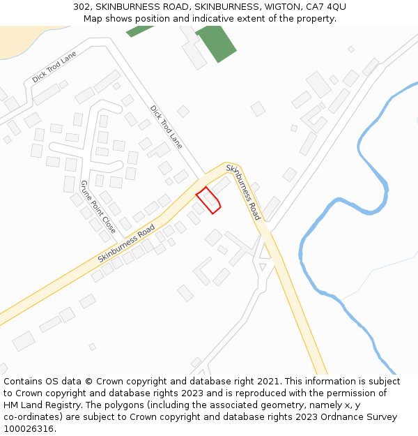 302, SKINBURNESS ROAD, SKINBURNESS, WIGTON, CA7 4QU: Location map and indicative extent of plot