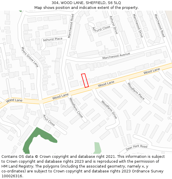 304, WOOD LANE, SHEFFIELD, S6 5LQ: Location map and indicative extent of plot