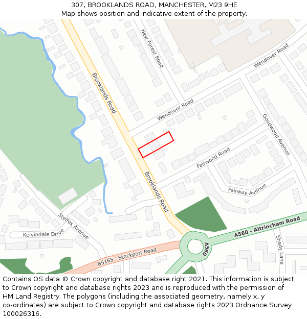 307, BROOKLANDS ROAD, MANCHESTER, M23 9HE: Location map and indicative extent of plot