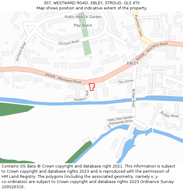 307, WESTWARD ROAD, EBLEY, STROUD, GL5 4TX: Location map and indicative extent of plot