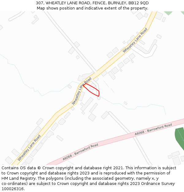 307, WHEATLEY LANE ROAD, FENCE, BURNLEY, BB12 9QD: Location map and indicative extent of plot