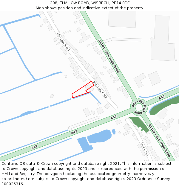 308, ELM LOW ROAD, WISBECH, PE14 0DF: Location map and indicative extent of plot