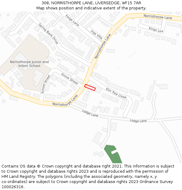 308, NORRISTHORPE LANE, LIVERSEDGE, WF15 7AR: Location map and indicative extent of plot