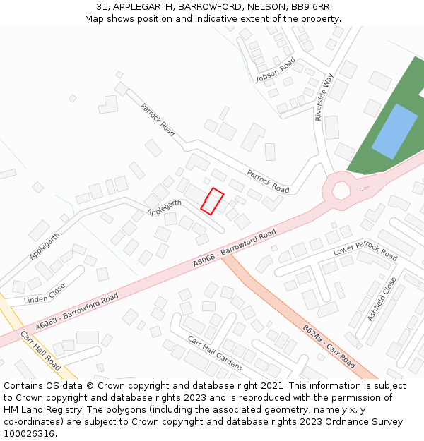 31, APPLEGARTH, BARROWFORD, NELSON, BB9 6RR: Location map and indicative extent of plot