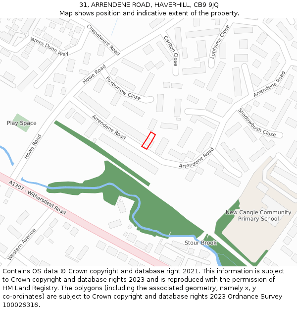 31, ARRENDENE ROAD, HAVERHILL, CB9 9JQ: Location map and indicative extent of plot