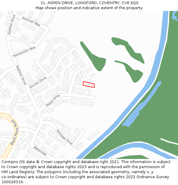 31, ASPEN DRIVE, LONGFORD, COVENTRY, CV6 6QS: Location map and indicative extent of plot