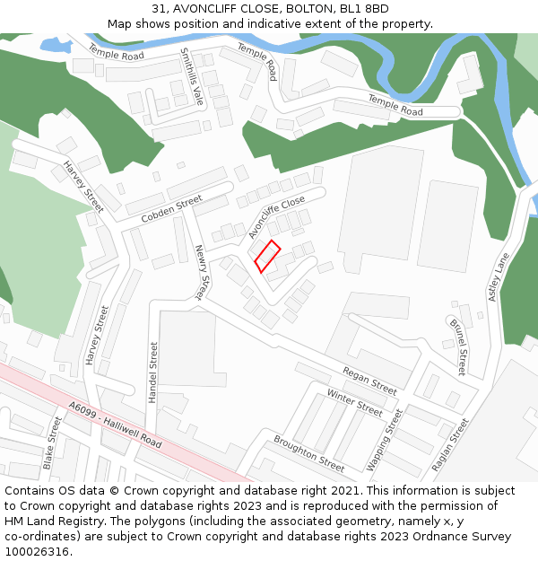 31, AVONCLIFF CLOSE, BOLTON, BL1 8BD: Location map and indicative extent of plot
