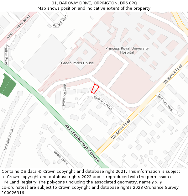 31, BARKWAY DRIVE, ORPINGTON, BR6 8PQ: Location map and indicative extent of plot