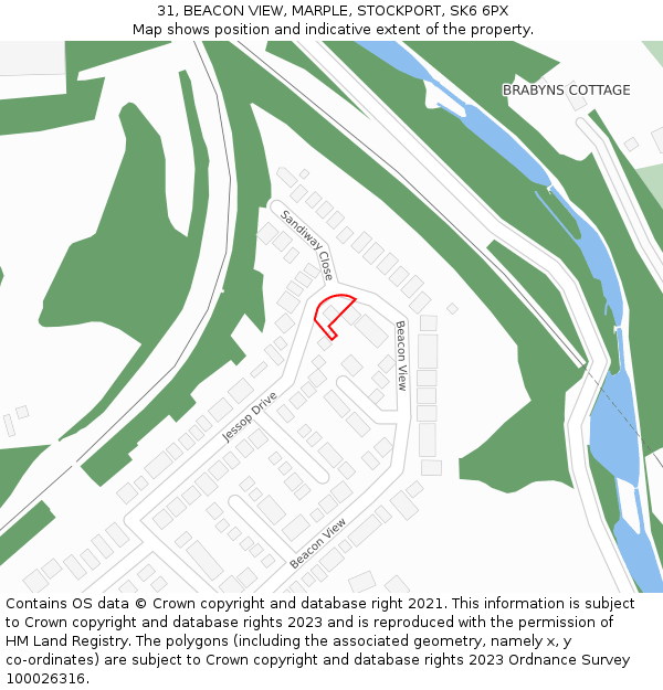 31, BEACON VIEW, MARPLE, STOCKPORT, SK6 6PX: Location map and indicative extent of plot