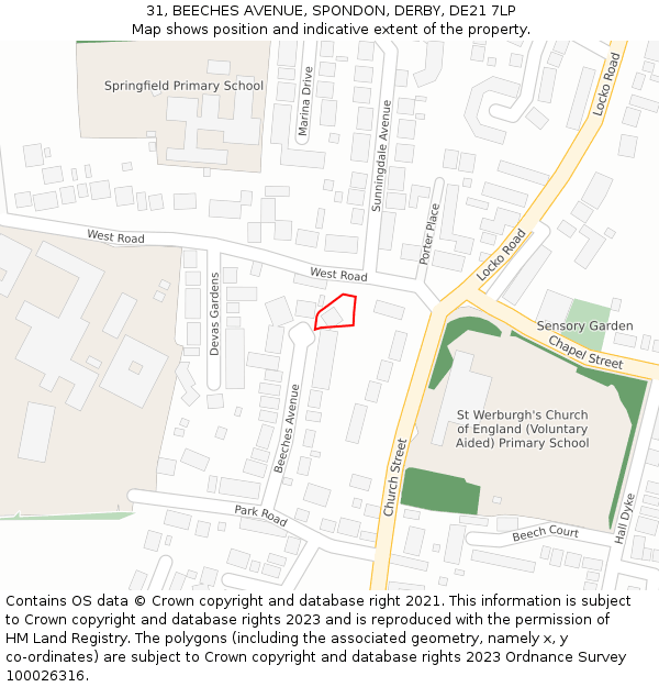 31, BEECHES AVENUE, SPONDON, DERBY, DE21 7LP: Location map and indicative extent of plot