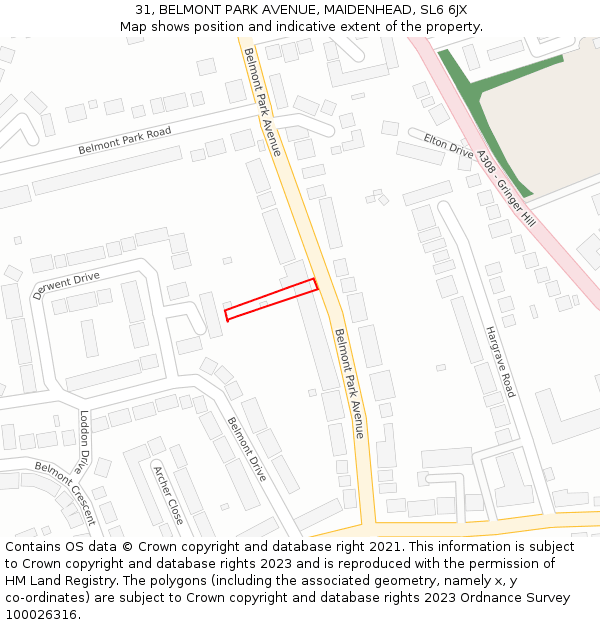 31, BELMONT PARK AVENUE, MAIDENHEAD, SL6 6JX: Location map and indicative extent of plot