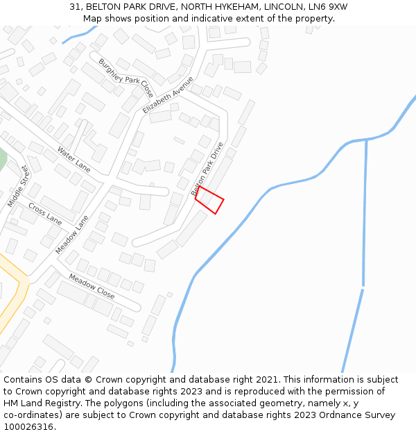 31, BELTON PARK DRIVE, NORTH HYKEHAM, LINCOLN, LN6 9XW: Location map and indicative extent of plot