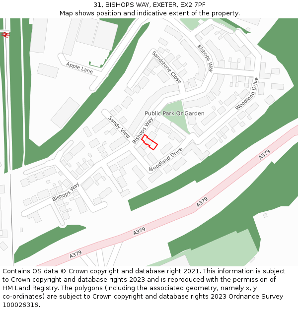 31, BISHOPS WAY, EXETER, EX2 7PF: Location map and indicative extent of plot