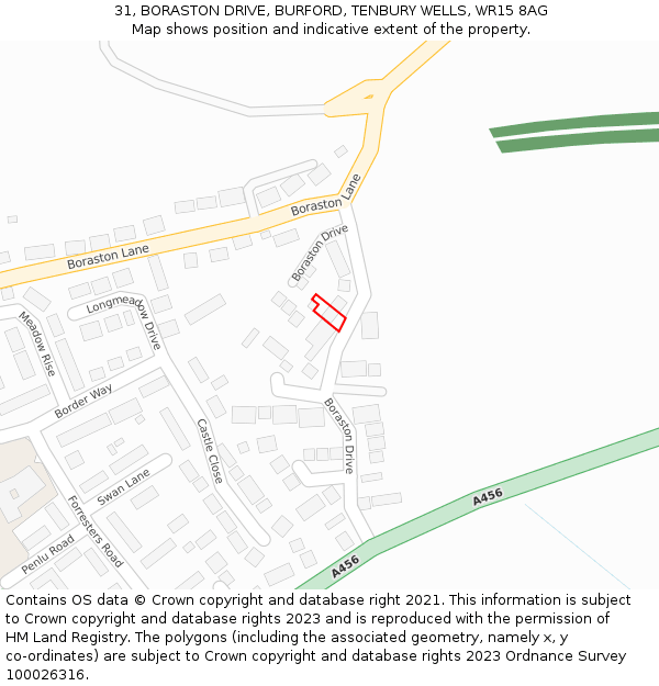 31, BORASTON DRIVE, BURFORD, TENBURY WELLS, WR15 8AG: Location map and indicative extent of plot