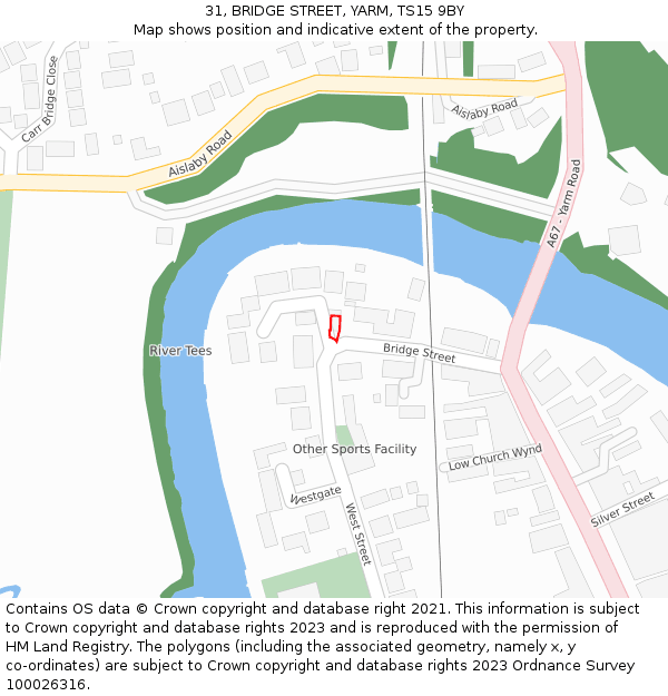 31, BRIDGE STREET, YARM, TS15 9BY: Location map and indicative extent of plot