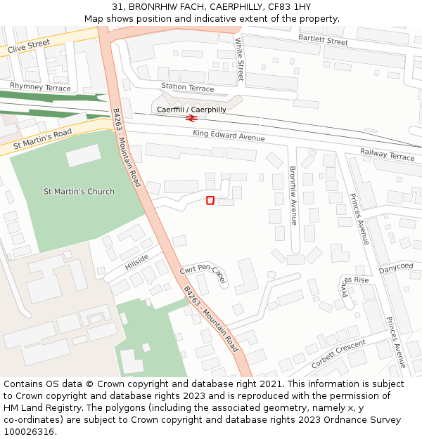 31, BRONRHIW FACH, CAERPHILLY, CF83 1HY: Location map and indicative extent of plot