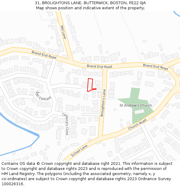 31, BROUGHTONS LANE, BUTTERWICK, BOSTON, PE22 0JA: Location map and indicative extent of plot