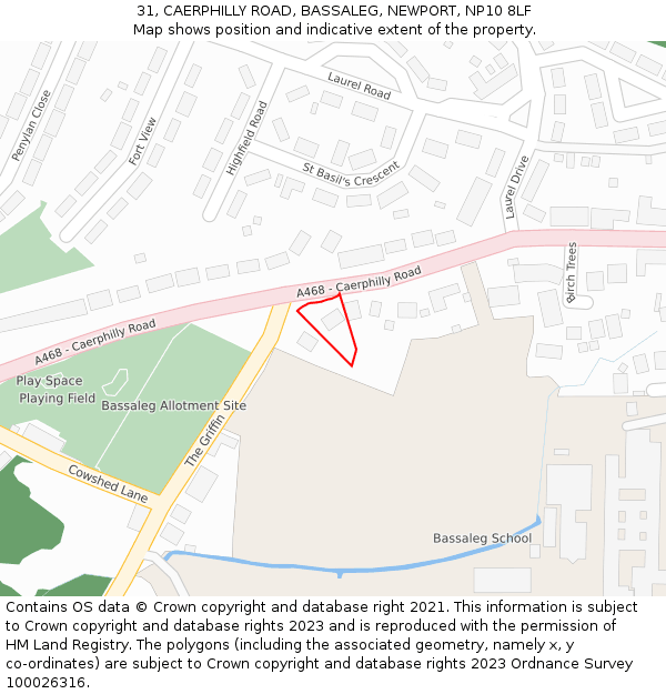 31, CAERPHILLY ROAD, BASSALEG, NEWPORT, NP10 8LF: Location map and indicative extent of plot