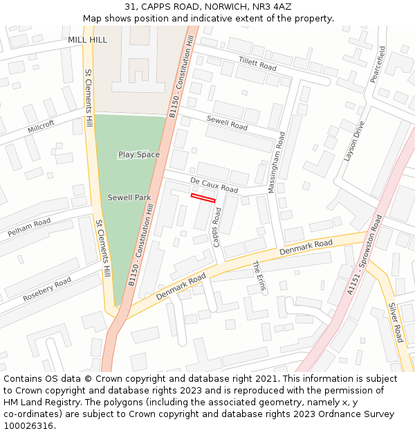 31, CAPPS ROAD, NORWICH, NR3 4AZ: Location map and indicative extent of plot