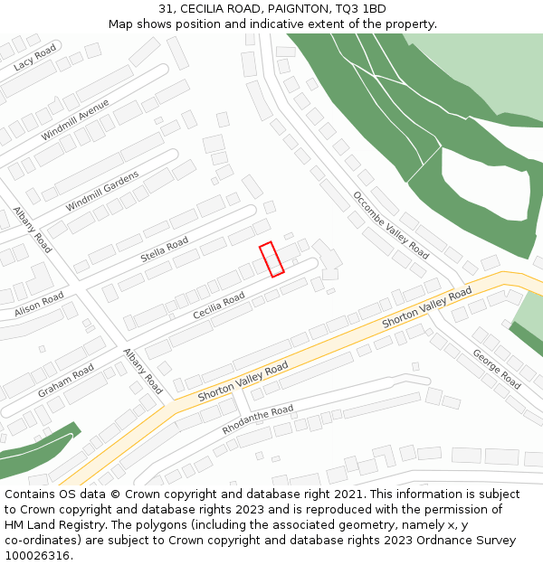 31, CECILIA ROAD, PAIGNTON, TQ3 1BD: Location map and indicative extent of plot