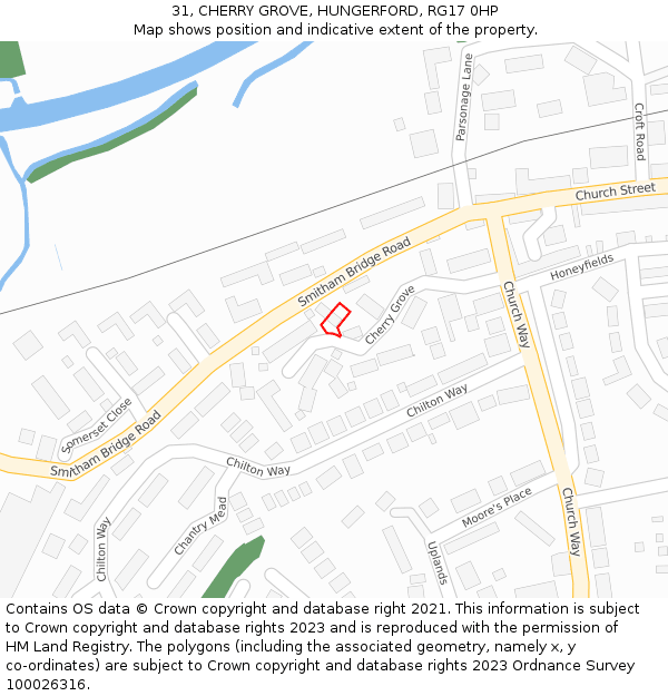 31, CHERRY GROVE, HUNGERFORD, RG17 0HP: Location map and indicative extent of plot
