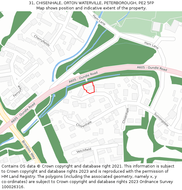 31, CHISENHALE, ORTON WATERVILLE, PETERBOROUGH, PE2 5FP: Location map and indicative extent of plot