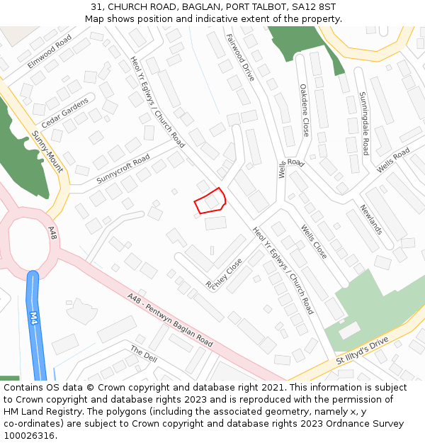 31, CHURCH ROAD, BAGLAN, PORT TALBOT, SA12 8ST: Location map and indicative extent of plot