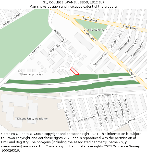 31, COLLEGE LAWNS, LEEDS, LS12 3LP: Location map and indicative extent of plot