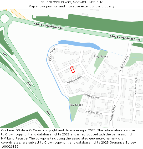 31, COLOSSUS WAY, NORWICH, NR5 0UY: Location map and indicative extent of plot