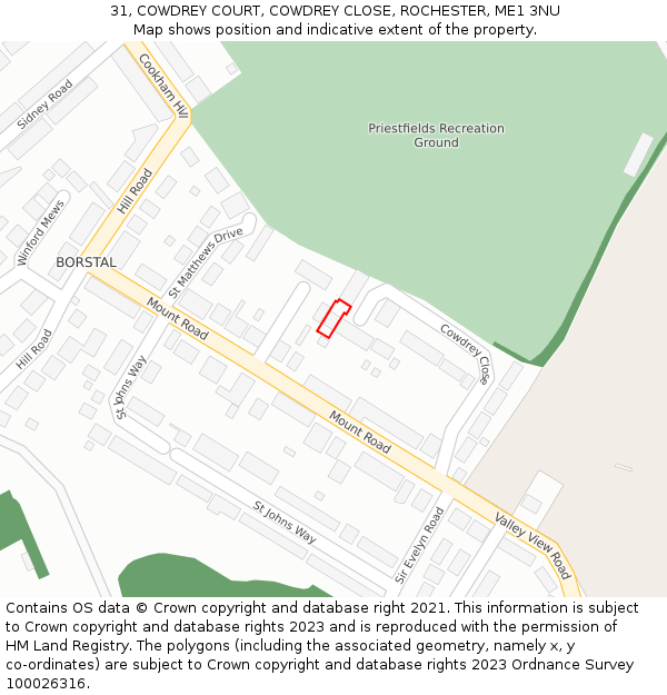 31, COWDREY COURT, COWDREY CLOSE, ROCHESTER, ME1 3NU: Location map and indicative extent of plot