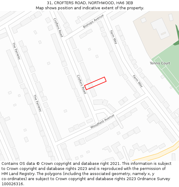 31, CROFTERS ROAD, NORTHWOOD, HA6 3EB: Location map and indicative extent of plot