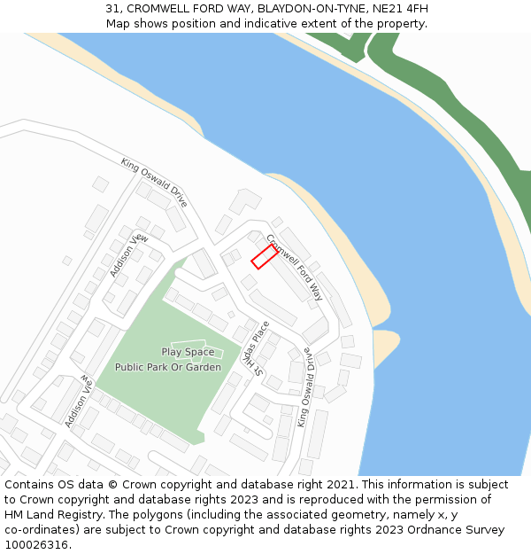 31, CROMWELL FORD WAY, BLAYDON-ON-TYNE, NE21 4FH: Location map and indicative extent of plot