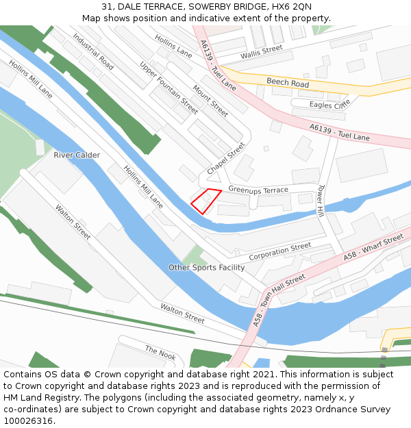 31, DALE TERRACE, SOWERBY BRIDGE, HX6 2QN: Location map and indicative extent of plot