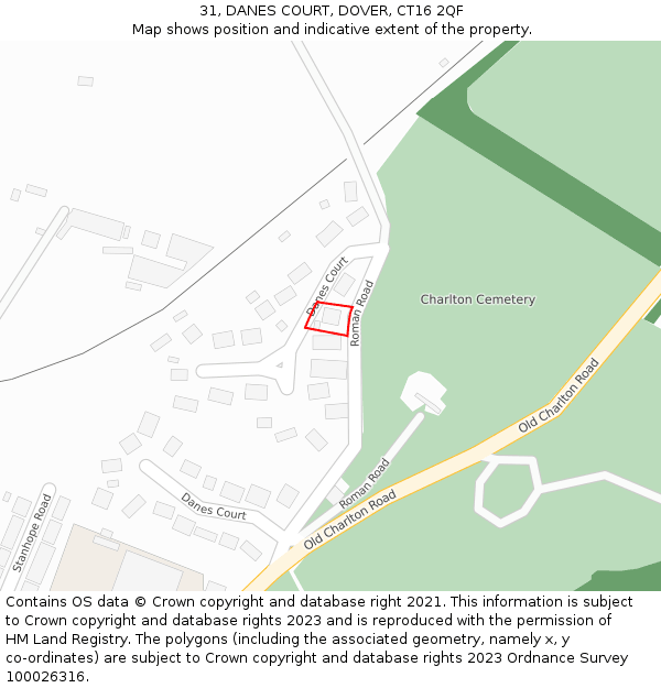 31, DANES COURT, DOVER, CT16 2QF: Location map and indicative extent of plot