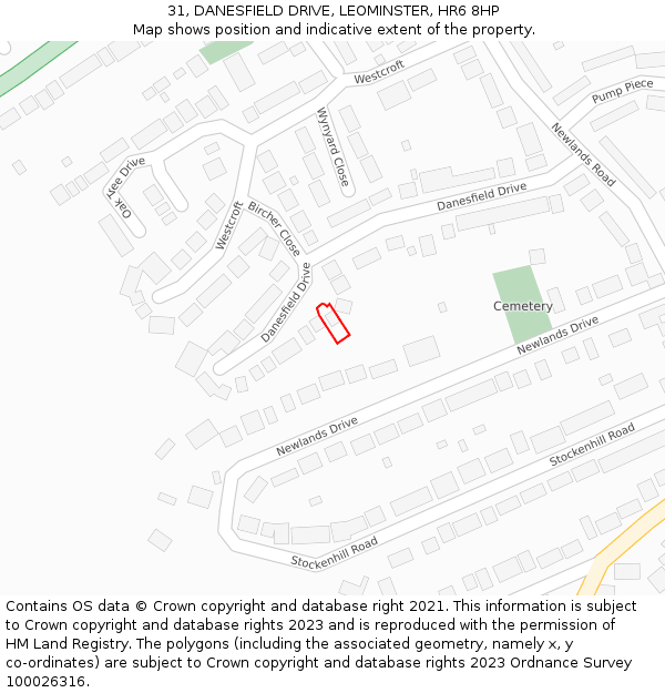 31, DANESFIELD DRIVE, LEOMINSTER, HR6 8HP: Location map and indicative extent of plot