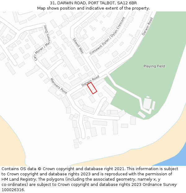 31, DARWIN ROAD, PORT TALBOT, SA12 6BR: Location map and indicative extent of plot