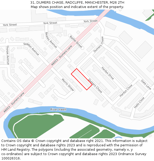 31, DUMERS CHASE, RADCLIFFE, MANCHESTER, M26 2TH: Location map and indicative extent of plot